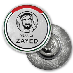 YEAR OF ZAYED'S metal badge and name plate printin g