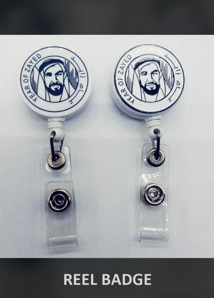 reel badge with Year-of-Zayed printing and epoxy label-UAE-Abu-Dhabi-dubai, sharjah